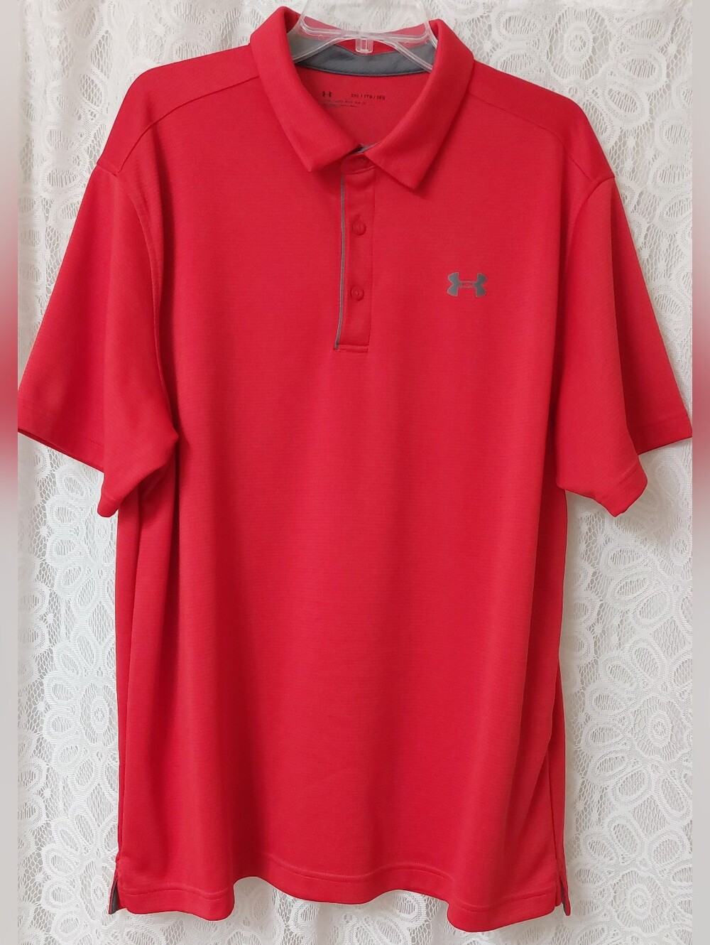 Under Armour Red Polo with Gray Trim